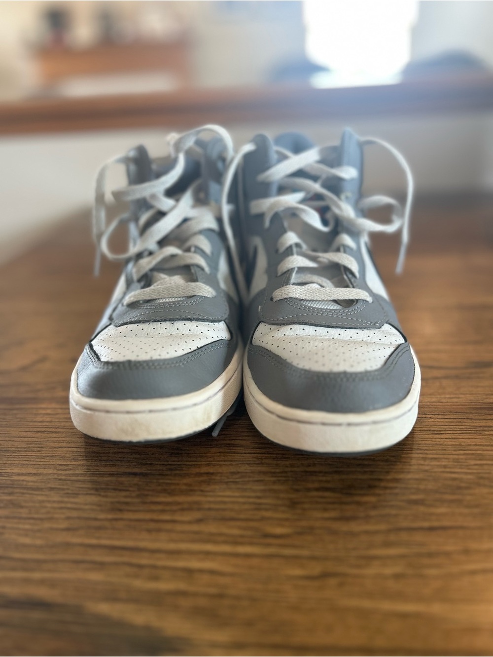 Nike Kids Gray and White High-Top Sneakers